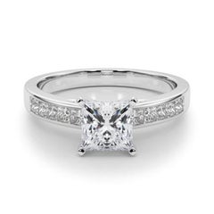 GIA 1,90ct Prinzessin Kanal Solitär Zentrum Weißgold Diamantring