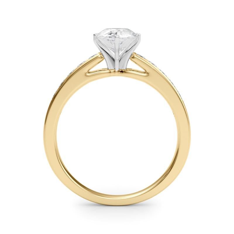 GIA 1,91ct Pear Princess Channel Solitaire Center Anello con diamanti in oro giallo In condizioni Nuovo in vendita a New York, NY