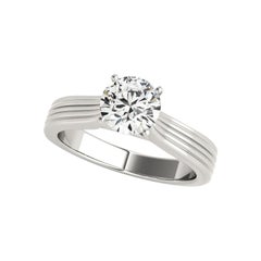 GIA 1,91ct Solitario rotondo senza tempo e anello con diamante a fascia in oro bianco
