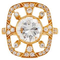 GIA 1.93 Carat Round Brilliant Cut Diamond 18k Rose Gold Cocktail Ring