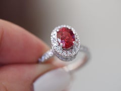 GIA 1.93 ct Oval Cut Natural Spinel & 0.7 ct Diamond 18K White Gold Halo Ring
