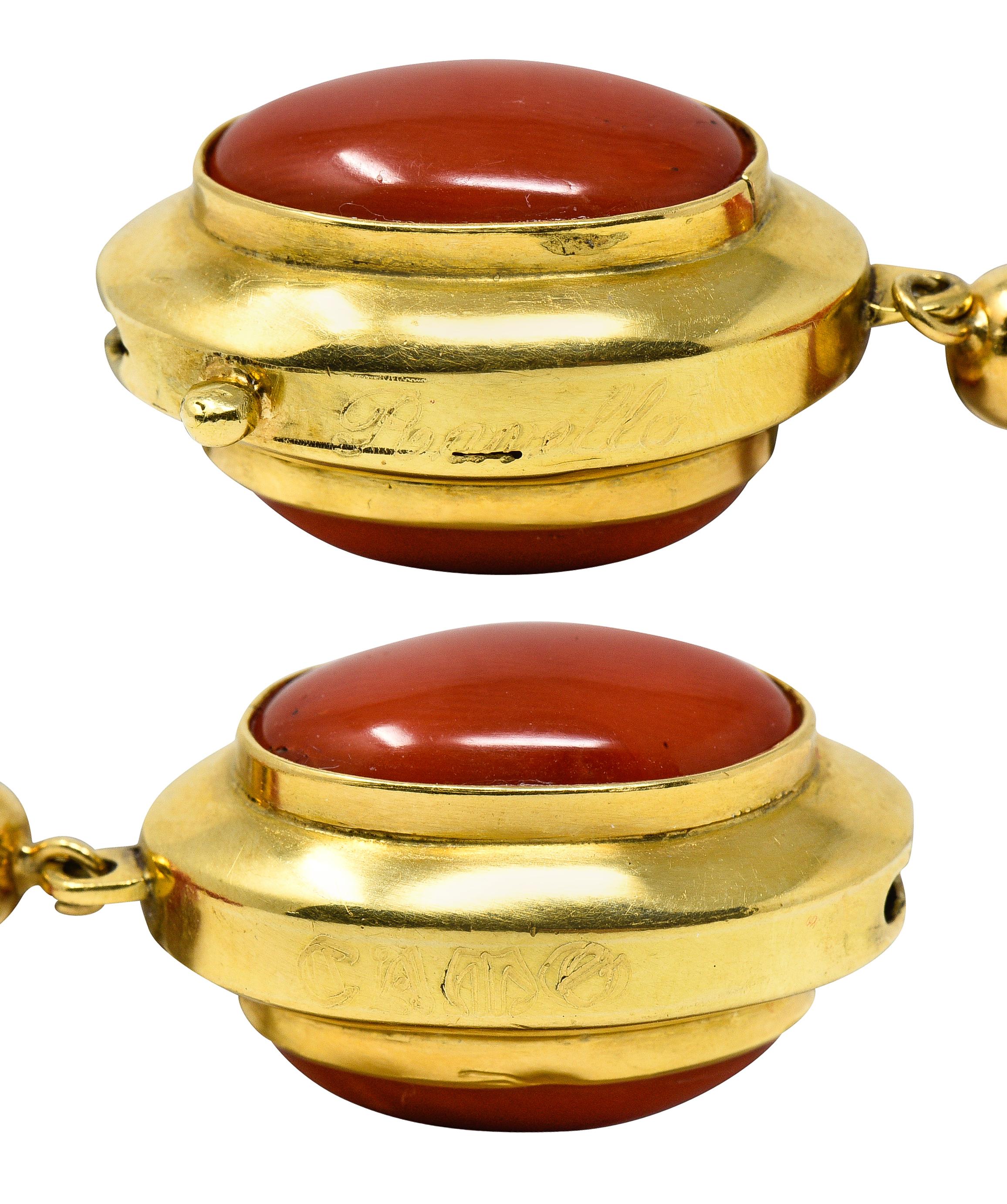 GIA 1960er Jahre Natürliche Koralle 18 Karat Gold abgestufte Perlenstrang Vintage Halskette 2