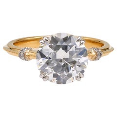 GIA 1.98 Carat Old European Cut Diamond 18k Two Tone Ring