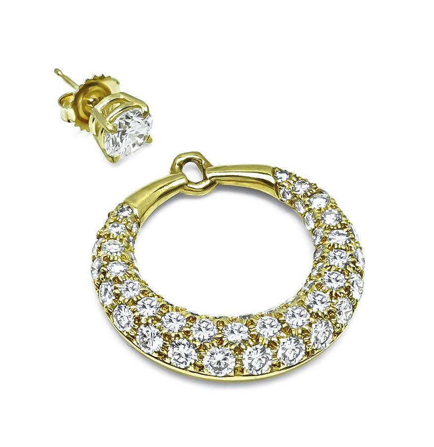 GIA 1,98cttw Mittel-Diamant 7,00ct seitliche Diamant Gold-Ohrringe Tag- und Nacht-Ohrringe (Rundschliff) im Angebot