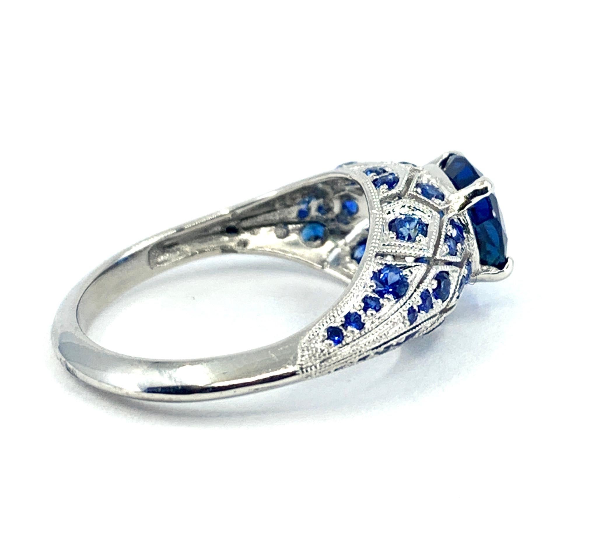 GIA-Certified 1.99 Carat Oval Sapphire in Platinum Edwardian-Style Bombe Setting For Sale 4