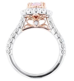 GIA Anillo de diamantes y zafiro Padparadscha de Sri Lanka ovalado sin calor de 1,99 ct