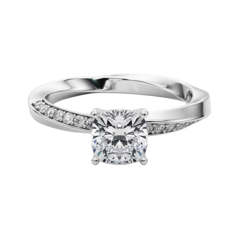 GIA 1ct Cushion Solitaire Twisted Square Band  Bague en diamant