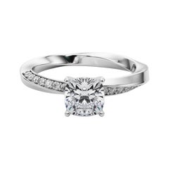 GIA 1ct Cushion Solitaire Twisted Square Band  Bague en diamant