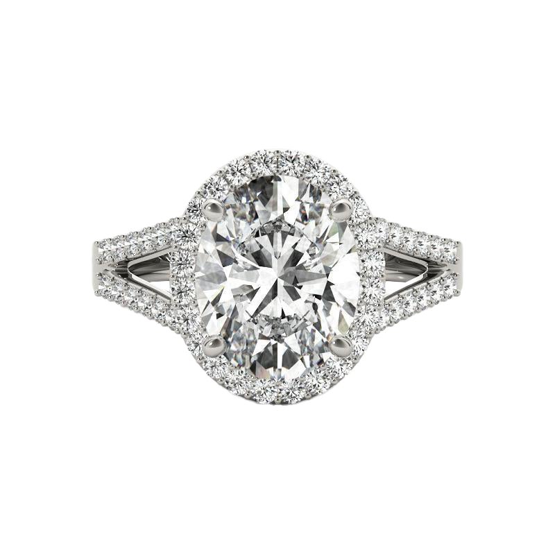 GIA 1ct Oval Halo Openwork Cattedrale  Anello con diamante