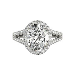 GIA 1ct Oval Halo Openwork Cattedrale  Anello con diamante