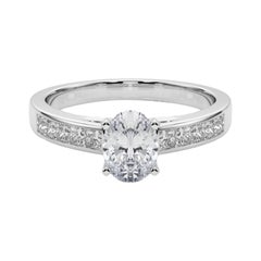 GIA 1ct Oval Princess Channel Solitaire Center Anello di diamanti in oro bianco