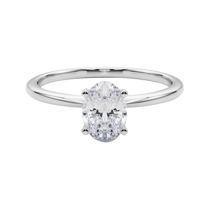 GIA 1ct Oval Prong Set Solitaire Slim Band  Bague en diamant