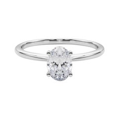 GIA 1ct Oval Prong Set Solitaire Slim Band  Bague en diamant