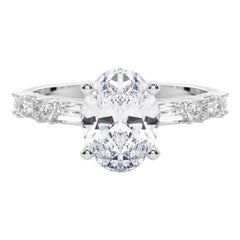 GIA 1ct Oval Round & Baguette Channel Band  Anello con diamante