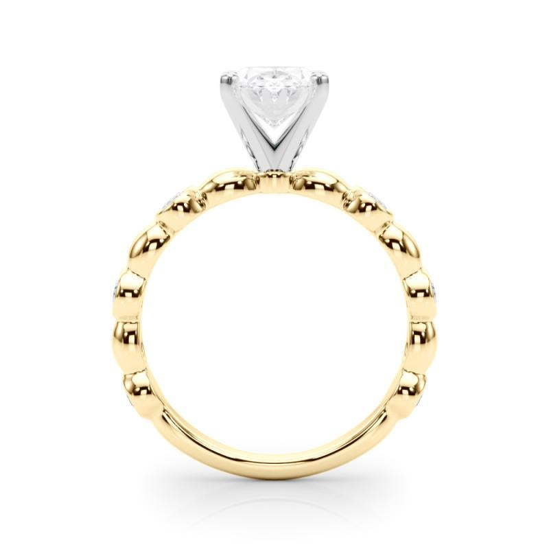 GIA 1ct Oval Side Stone Bezel Band Solitaire Yellow Gold Diamond Ring Neuf - En vente à New York, NY