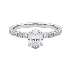 GIA 1ct Solitario ovale con mezza eternità  Anello con diamante
