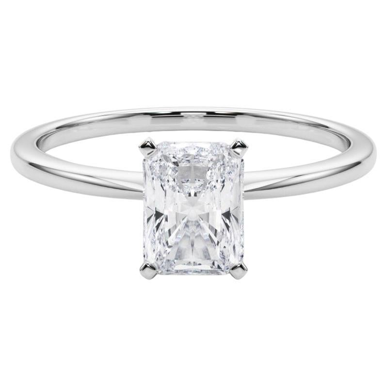 GIA 10,01ct Radiant Slim Band Prong Set Solitär 18K Weißgold Diamantring
