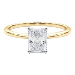 GIA 1ct Radiant Slim Band Prong Set Solitaire Anello con diamanti in oro giallo 18K