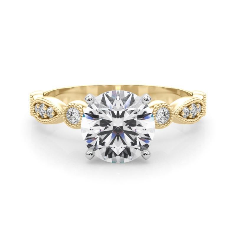 Taglio rotondo GIA Anello con diamanti in oro giallo con castone e marquise rotondo da 1 ct. in vendita