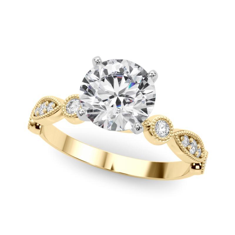 GIA Anello con diamanti in oro giallo con castone e marquise rotondo da 1 ct. In condizioni Nuovo in vendita a New York, NY