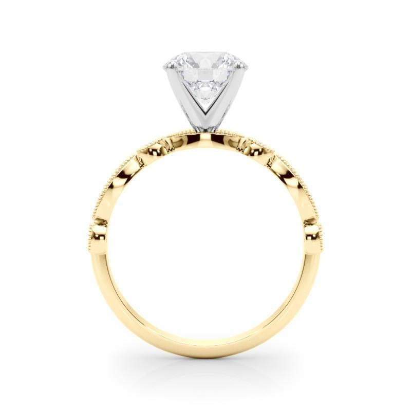 GIA Anello con diamanti in oro giallo con castone e marquise rotondo da 1 ct. in vendita 1