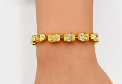 GIA 2 Carat Each Yellow Radiant Diamond East West Bracelet in 18K Yellow Gold