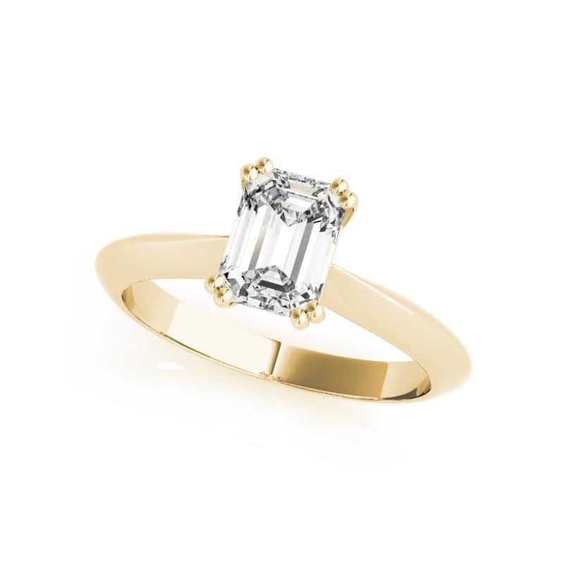 GIA 2 Karat Smaragd Solitär Tulip Kathedrale 18K Gelbgold Diamant Ring im Zustand „Neu“ im Angebot in New York, NY
