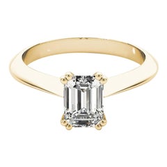 GIA 2 Carat Emerald Solitaire Tulip Cathedral 18K Yellow Gold Diamond Ring GIA 2 Carat Emerald Solitaire Tulip Cathedral 18K Yellow Gold Diamond Ring
