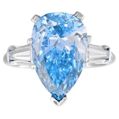 GIA 2-Carat Fancy Vivid Blue Pear-Shaped Diamond Ring