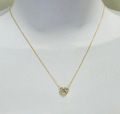 GIA 2 Carat Heart Diamond Bezel Pendant Necklace in 18K Yellow Gold