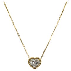 GIA 2 Carat Heart Diamond Bezel Pendant Necklace in 18K Yellow Gold