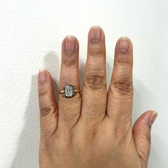GIA 2 Carat Old Mine Solitaire Ring in Bezel Black Rhodium & 18K Yellow Gold