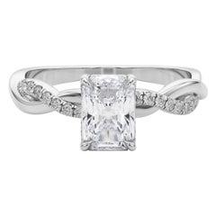 GIA 2 Carat Pave Entwined Nature Band Radiant Anello con diamanti in oro bianco 18K