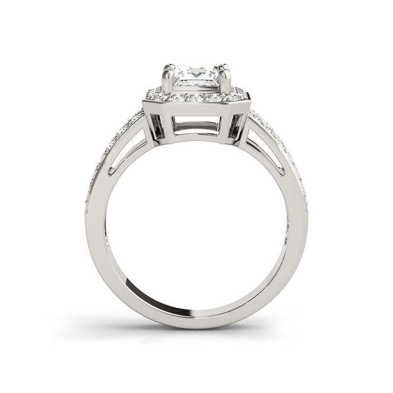 GIA 2 Karat Princess Cushion Halo Split Shank 18K Weißgold Diamantring im Zustand „Neu“ im Angebot in New York, NY