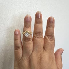 GIA 2 Carat Princess Cut White Diamond Ring in 18K Yellow Gold