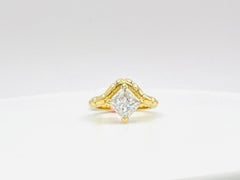 GIA 2 Karat Weißer Diamantring mit Prinzessinnenschliff aus 18 Karat Gelbgold