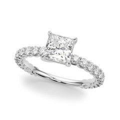 GIA 2 Carat Princess Cut with Partial Eternity  Diamond Ring