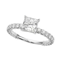 GIA 2 Carat Princess Cut with Partial Eternity  Diamond Ring