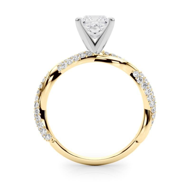 GIA Anello di diamanti in oro giallo 18 carati da 2 carati con fascia intrecciata a pave ritorto In condizioni Nuovo in vendita a New York, NY