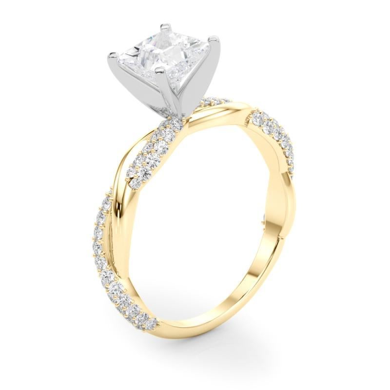 GIA Anello di diamanti in oro giallo 18 carati da 2 carati con fascia intrecciata a pave ritorto in vendita 1