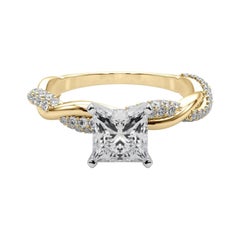 GIA 2 Carat Princess Twisted Pave Braided Band 18K Yellow Gold Diamond Ring