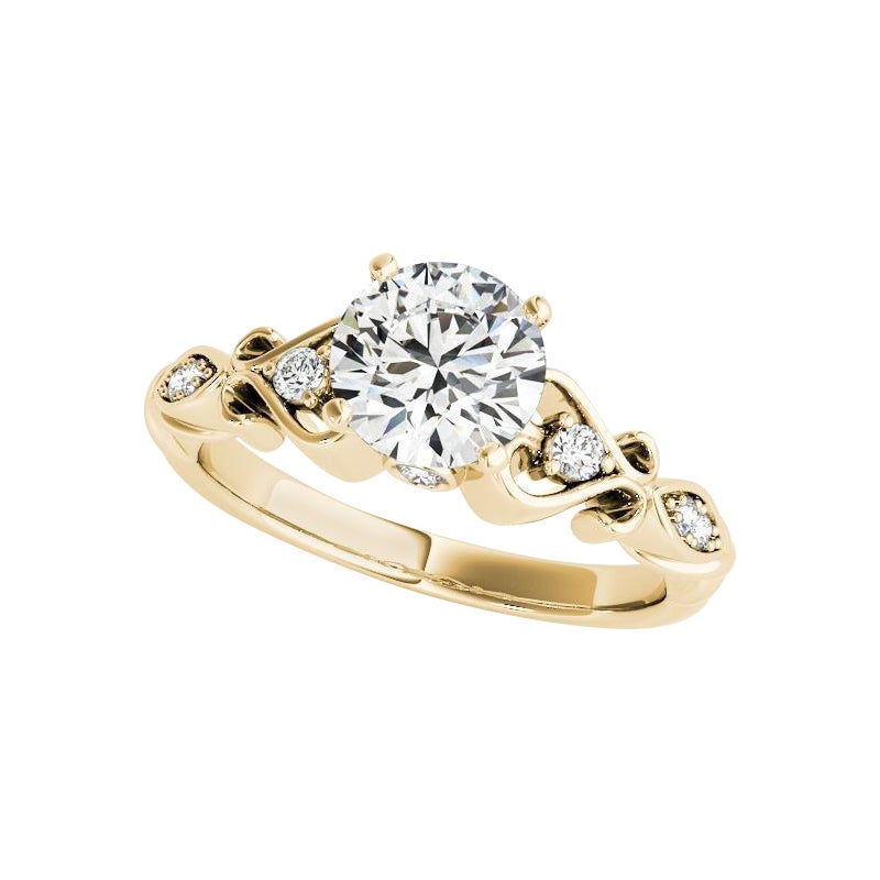 GIA 2 Carat Round Five-Stone Antique Scroll 18K Yellow Gold Diamond Ring For Sale