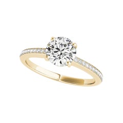 GIA 2 Carat Round Hidden Halo Partial Eternity 18K Yellow Gold Diamond Ring