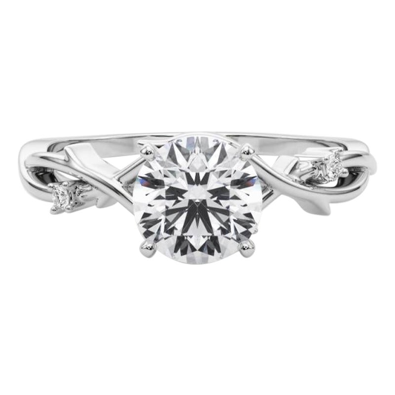 GIA 2 Carat Round Vine Band Nature Inspired  Bague en diamant
