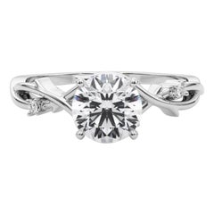 GIA 2 Carat Round Vine Band Nature Inspired  Bague en diamant