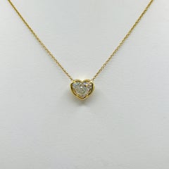 GIA 2 Carat White Heart Diamond Pendant Necklace in 18K Yellow Gold