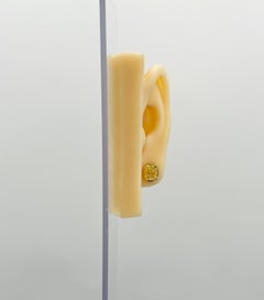 GIA 2 Carats Each Yellow Cushion Diamond Bezel Stud Earrings in 18K Yellow Gold