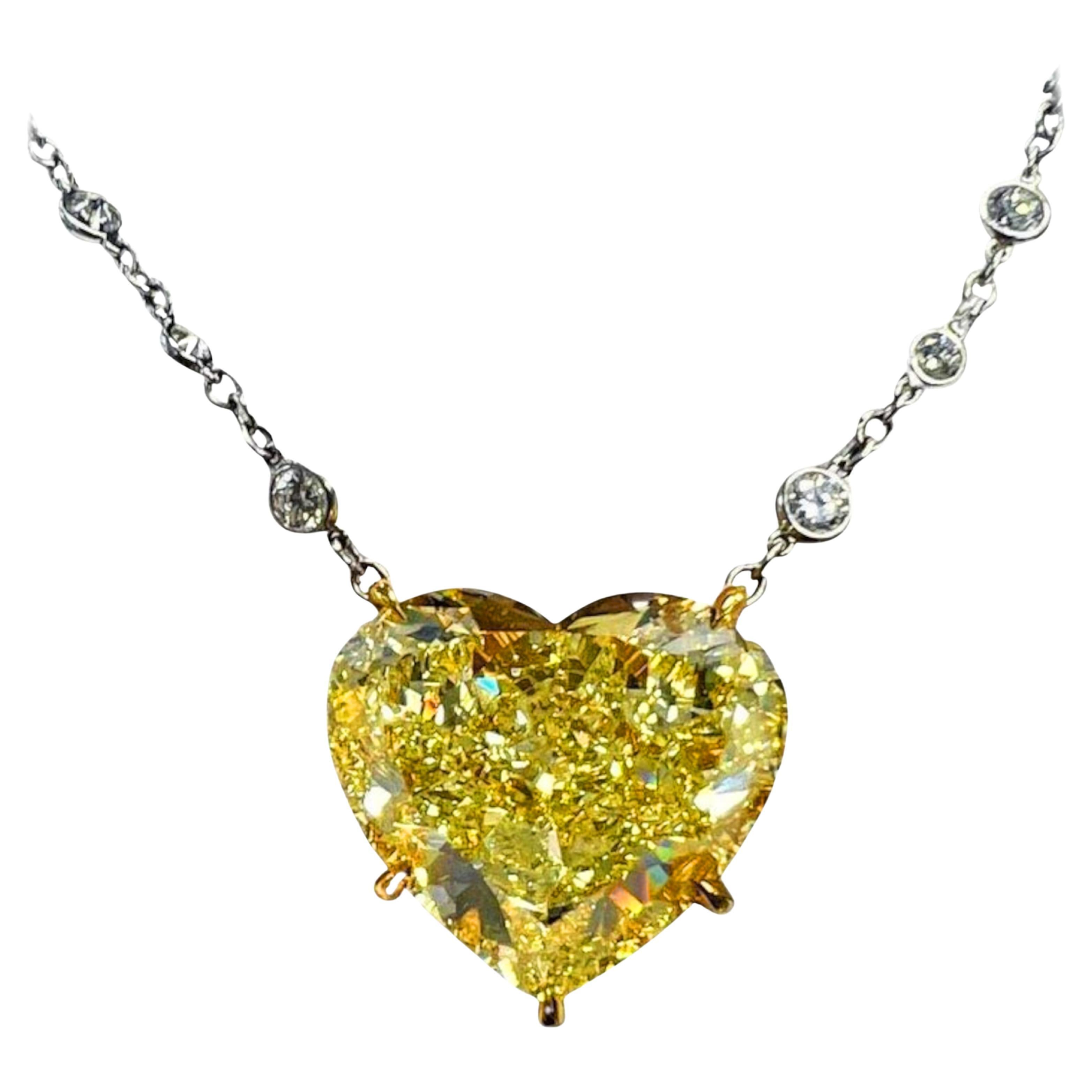 GIA 20 Carat Heart Cut Diamond Pendant Necklace
