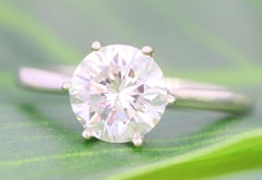 GIA 2.0 CT Round Cut Natural Diamond Engagement Ring H VVS1 14K White Gold