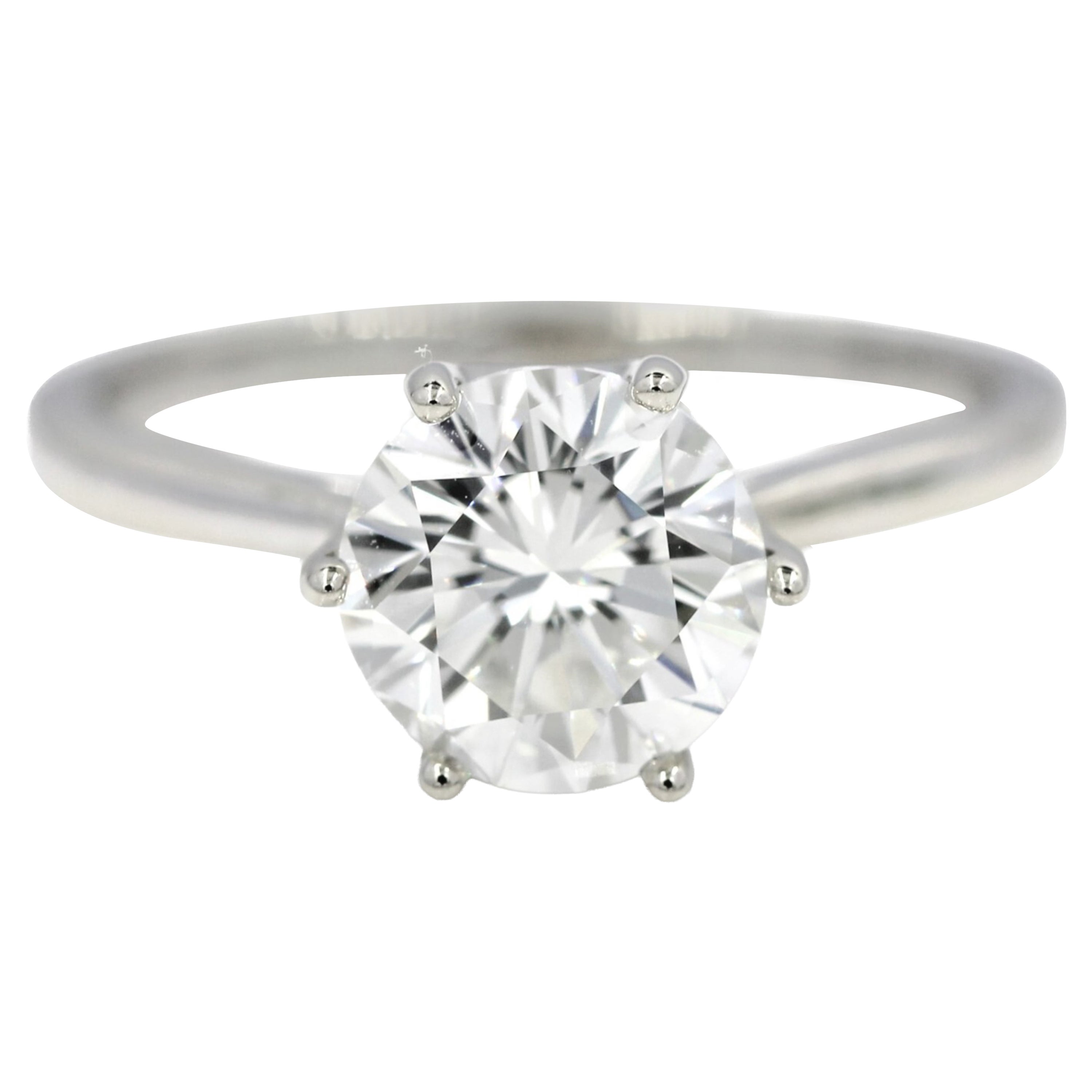 GIA 2.0 CT Round Cut Natural Diamond Engagement Ring H VVS1 14K White Gold